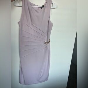 Ivanka Trump Soft Purple Midi Dress with Chain Accent